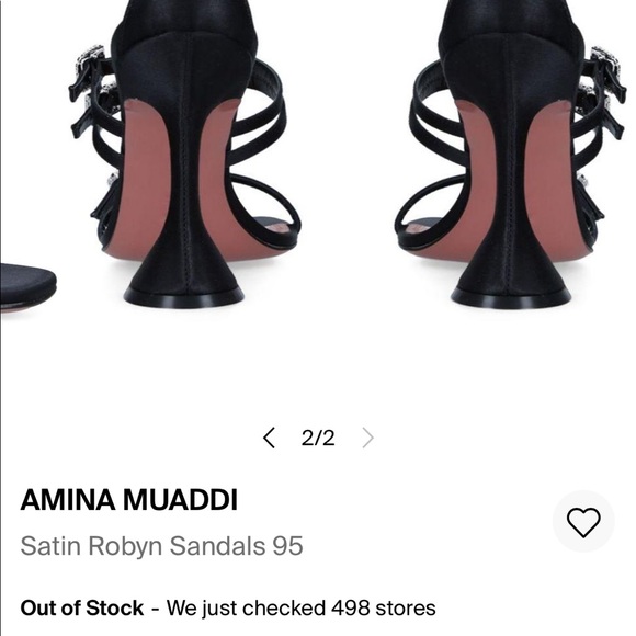 Amina Muaddi Robyn Sandal size 37.5 in black with crystals - Picture 4 of 7